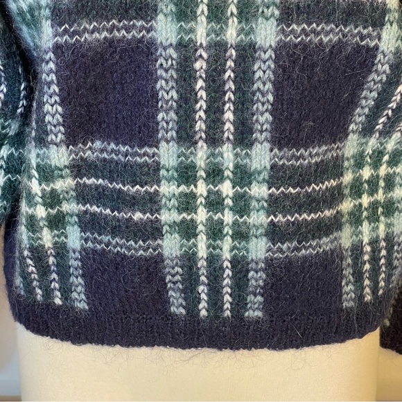 Paul Harris Design Blue Ivory Plaid Wool Mohair Vintage Crew Neck Sweater Sz M - Picture 4 of 10